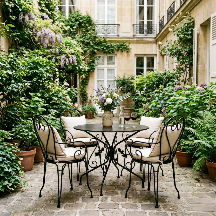 jardin privé au coeur d'une cour parisienne